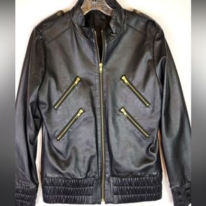 Priorities lambskin leather black jacket size Small EUC